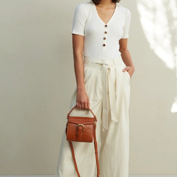 (Ships Free, NWT!) Marla Cream Wide Leg Pant with Organic Cotton by Sancia - Picture 3 of 5